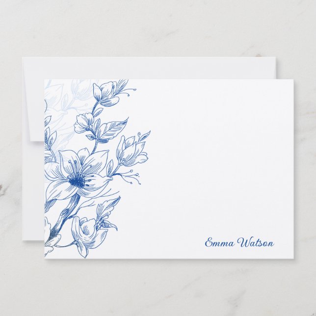 Tarjeta de nota personalizado-Magnolia azul (Anverso)