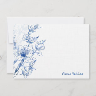 Tarjeta de nota personalizado-Magnolia azul