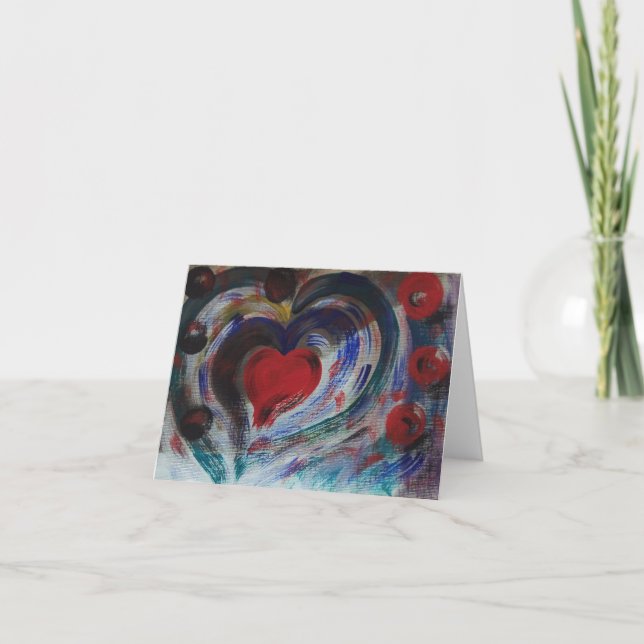 Tarjeta de nota pintada a mano del corazón - poema (Anverso)