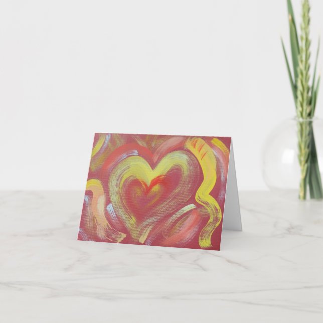 Tarjeta de nota pintada a mano - llama del corazón (Anverso)
