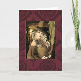 Tarjeta de nota Pinup Witch Blank
