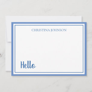 Tarjeta de nota plana azul elegante con nombre