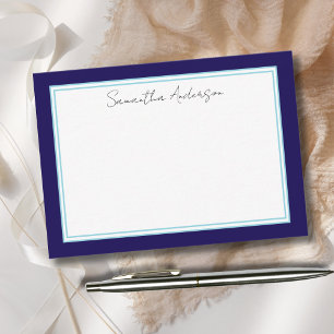 Tarjeta de nota plana azul personalizada