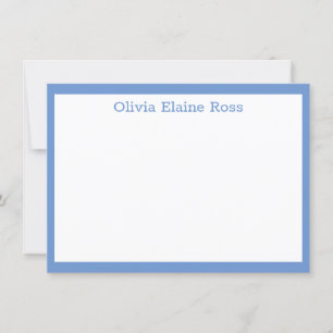 Tarjeta de nota plana azul personalizada clásica