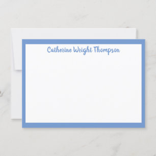 Tarjeta de nota plana azul y blanca personalizada