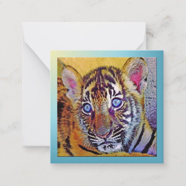 Tarjeta de nota plana Baby Blues Eyes Tiger Cub (Anverso)