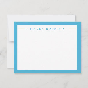 Tarjeta de nota plana blanca azul de marco Minimal