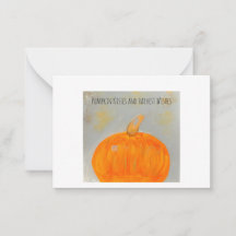 Tarjeta de nota plana blanca Besos de calabaza