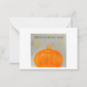 Tarjeta de nota plana blanca Besos de calabaza