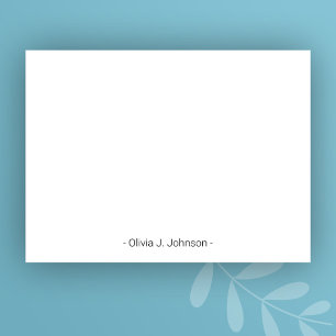 Tarjeta de nota plana blanca Minimalista con nombr