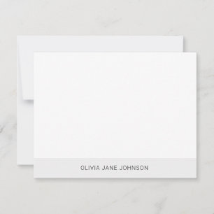 Tarjeta de nota plana blanca plateada simple Minim