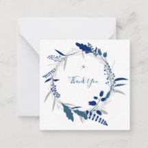 Tarjeta de nota plana Blue Floral Moderne