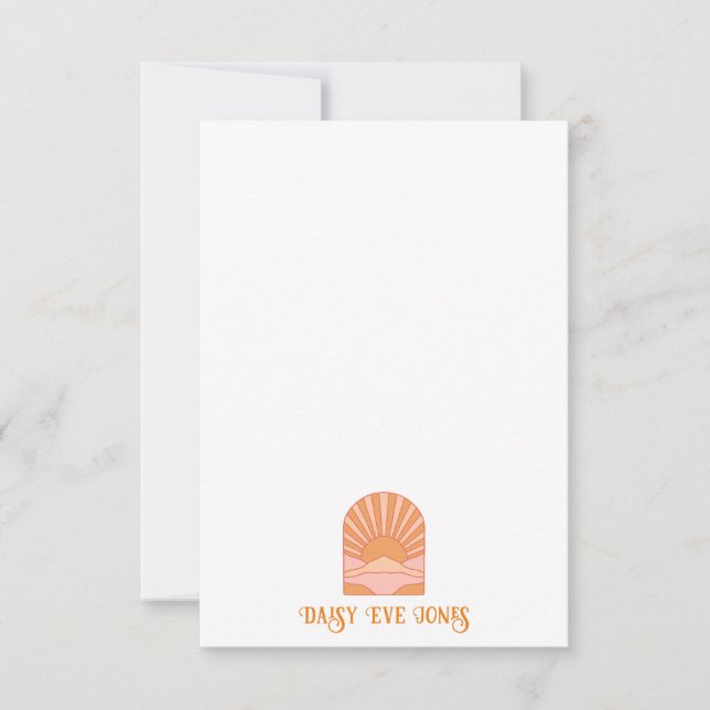 Tarjeta de nota plana Boho Retro Sunrise (Anverso)