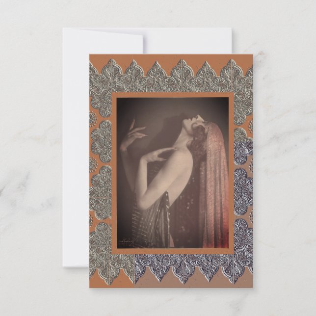 Tarjeta de nota plana con bailarina vintage (Anverso)