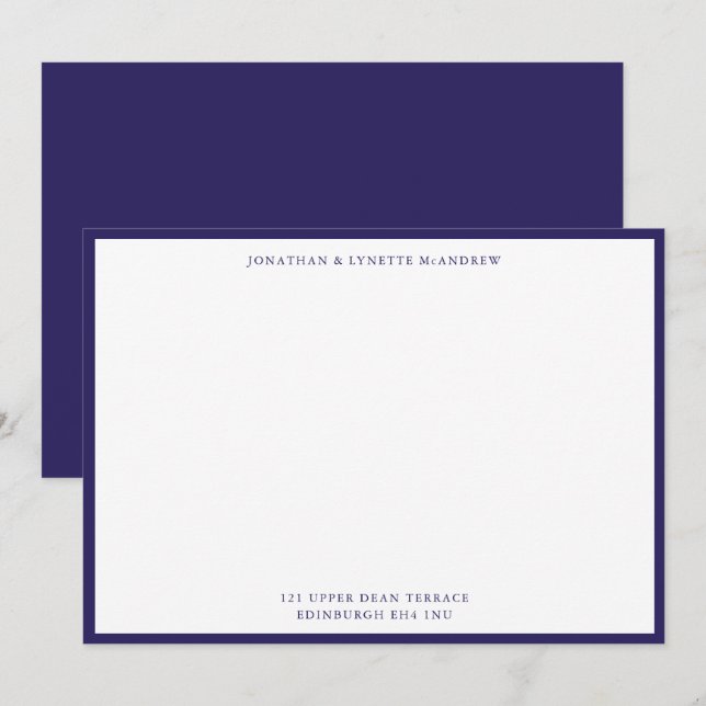 Tarjeta de nota plana con borde azul azul azul (Anverso / Reverso)