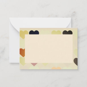 Tarjeta de nota plana con corazones