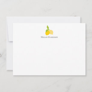 Tarjeta de nota plana con icono de lémon amarillo 