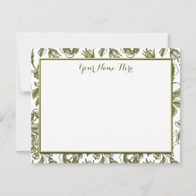 Tarjeta de nota plana con motivos florales para Ro (Anverso)