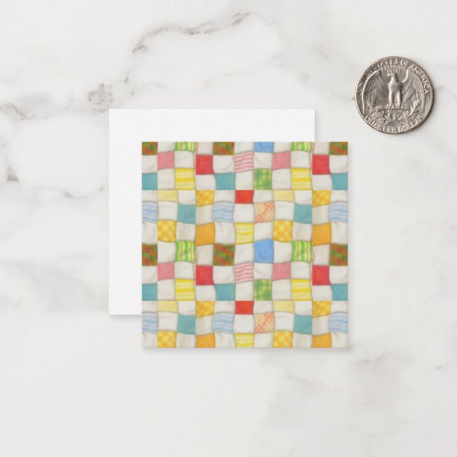 Tarjeta de nota plana cuadrada CRAZY QUILT 2.5x2.5 (Anverso/Reverso In Situ)