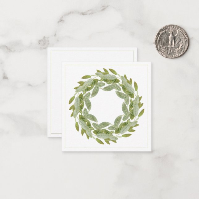 Tarjeta de nota plana cuadrada SAGE WREATH de 2,5" (Anverso/Reverso In Situ)