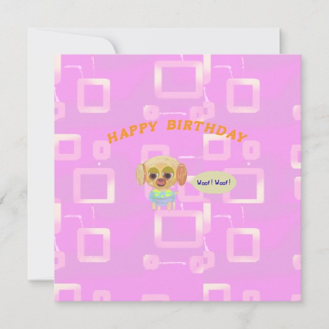 Tarjeta de nota plana Cumpleaños Niña Geométrica R (Anverso)