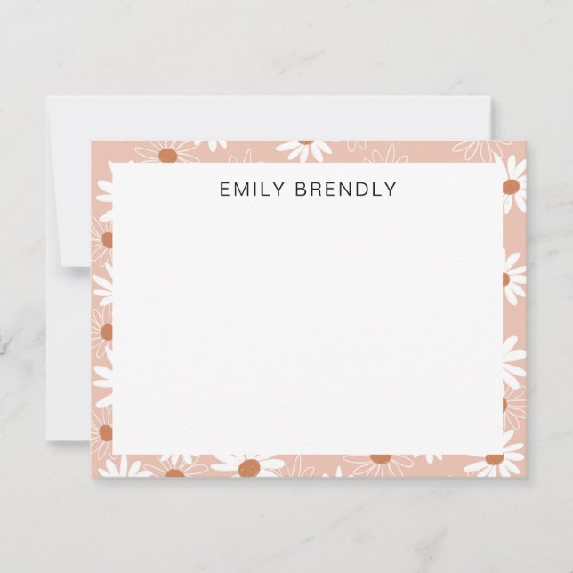Tarjeta de nota plana Daisy Modern Hand Drake Patt (Anverso)