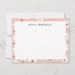 Tarjeta de nota plana Daisy Modern Hand Drake Patt