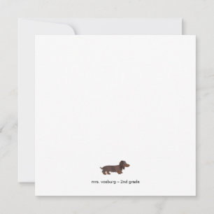 Tarjeta de nota plana de acuarela de Dachshund de