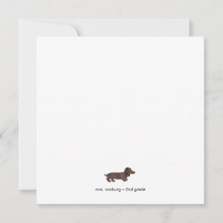 Tarjeta de nota plana de acuarela de Dachshund de 