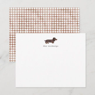 Tarjeta de nota plana de acuarela de Dachshund de 