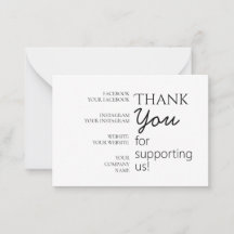 Tarjeta de nota plana de agradecimiento simple, mo