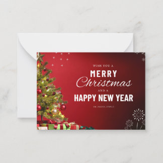 Tarjeta de nota plana de Año Nuevo
