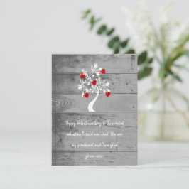 Tarjeta de nota plana de árbol rojo de San Valentí