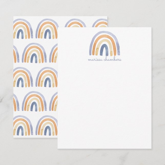 Tarjeta de nota plana de arcoiris de Boho personal (Anverso / Reverso)
