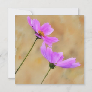 Tarjeta de nota plana de arte floral rosa Cosmos f