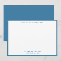 Tarjeta de nota plana de borde azul de acero clási
