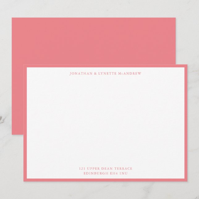 Tarjeta de nota plana de borde azul rosa clásico (Anverso / Reverso)