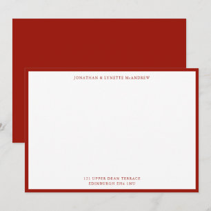Tarjeta de nota plana de borde rojo clásico de cer