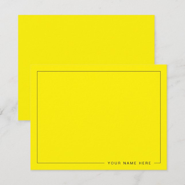 Tarjeta de nota plana de color amarillo claro pers (Anverso / Reverso)