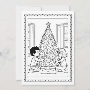 Tarjeta de nota plana de color de árbol de Navidad