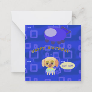 Tarjeta de nota plana de cumpleaños feliz de nave 