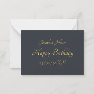 Tarjeta de nota plana de cumpleaños Gold personali