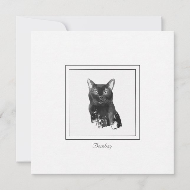 Tarjeta de nota plana de dibujo elegante de gatos  (Anverso)