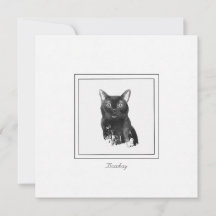 Tarjeta de nota plana de dibujo elegante de gatos