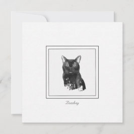 Tarjeta de nota plana de dibujo elegante de gatos 