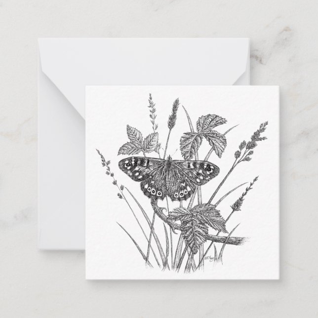 Tarjeta de nota plana de diseño de mariposa (Anverso)