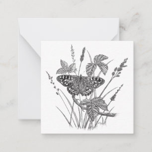 Tarjeta de nota plana de diseño de mariposa