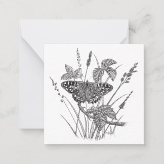 Tarjeta de nota plana de diseño de mariposa