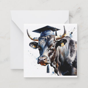 Tarjeta de nota plana de graduación de toros