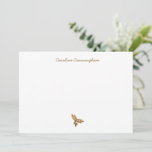 Tarjeta de nota plana de hoja de oro minimalista